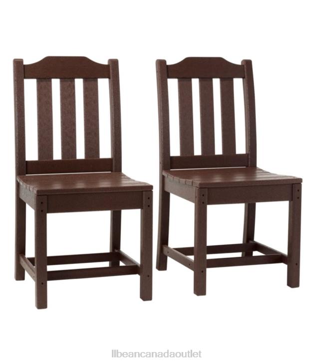 Backyard & Patio Mahogany H8XZ5588 All-Weather Armless Dining Chair Set of Two Unisex L.L.Bean