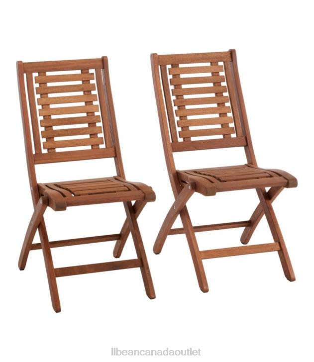 Backyard & Patio Natural H8XZ2853 Eucalyptus Foldable Dining Chairs Set of Two Unisex L.L.Bean