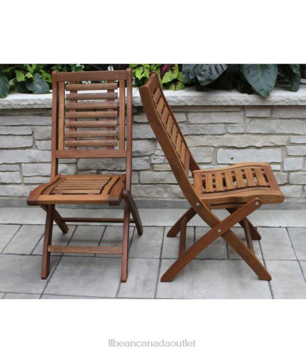 Backyard & Patio Natural H8XZ2853 Eucalyptus Foldable Dining Chairs Set of Two Unisex L.L.Bean