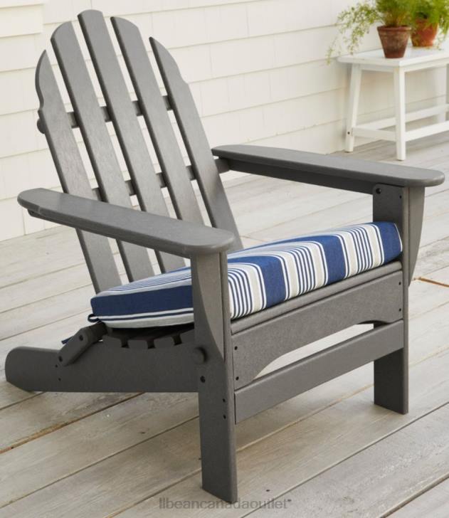 Backyard & Patio Navy/Gray Multi H8XZ2618 Casco Bay Adirondack Chair Seat Cushion Stripe Unisex L.L.Bean