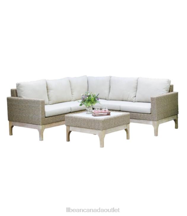 Backyard & Patio Natural H8XZ2885 Weather-Resistant Wicker Sectional and Coffee Table Set Unisex L.L.Bean