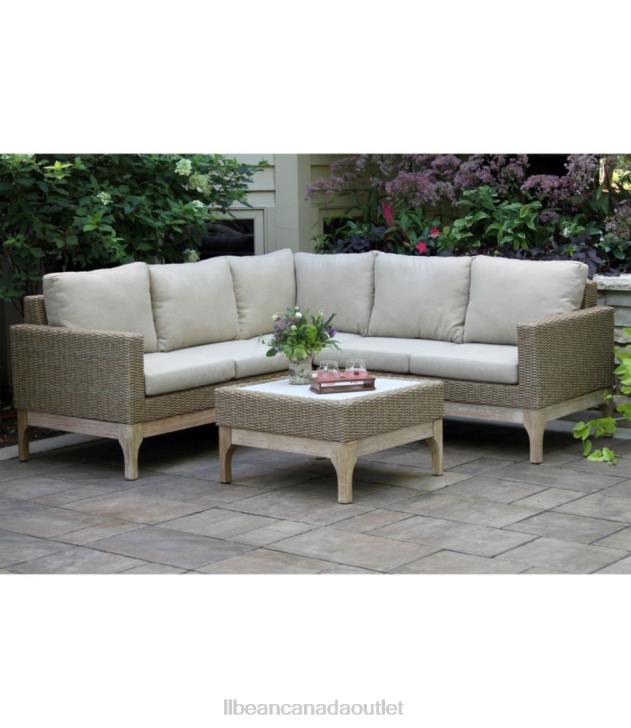 Backyard & Patio Natural H8XZ2885 Weather-Resistant Wicker Sectional and Coffee Table Set Unisex L.L.Bean