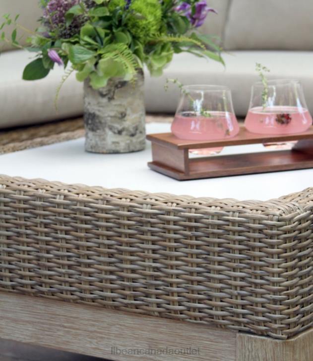 Backyard & Patio Natural H8XZ2885 Weather-Resistant Wicker Sectional and Coffee Table Set Unisex L.L.Bean