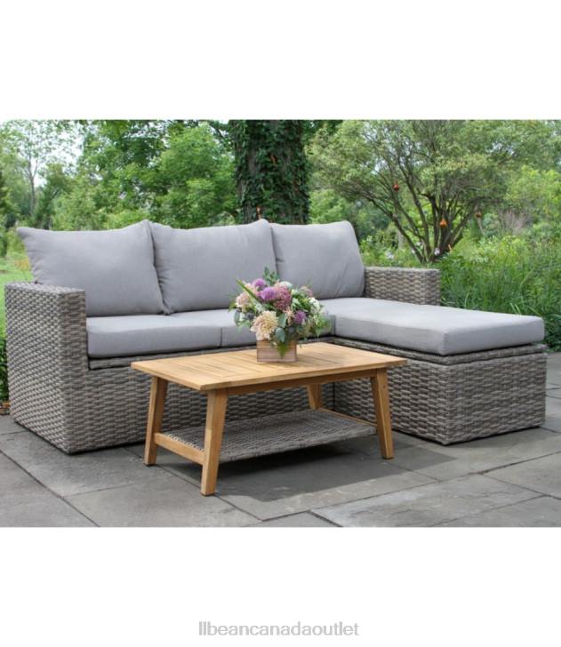 Backyard & Patio Sand H8XZ2871 Wicker Storage Sofa and Teak Coffee Table Set Unisex L.L.Bean