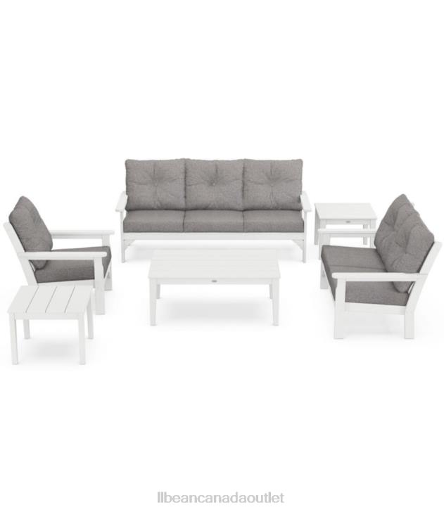 Home Goods Gray H8XZ4537 All-Weather 6-Piece Patio Set with Textured Cushions Unisex L.L.Bean