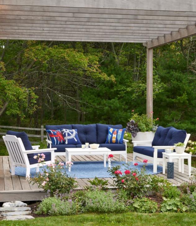 Home Goods Navy H8XZ2831 All-Weather 6-Piece Patio Set with Textured Cushions Unisex L.L.Bean