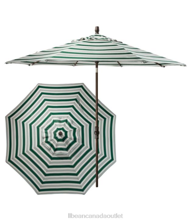 Backyard & Patio Green/Sand Multi H8XZ4483 Sunbrella Market Umbrella Aluminum Stripe Unisex L.L.Bean