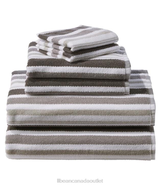 Bath Feldspar H8XZ4562 Organic Textured Cotton Towel Set Stripe Unisex L.L.Bean