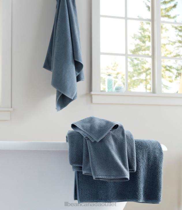 Bath Flint Blue H8XZ5498 Organic Textured Cotton Towel Unisex L.L.Bean