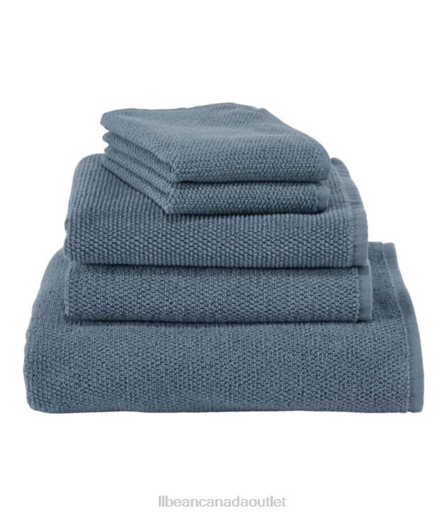 Bath Slate Blue H8XZ2465 Organic Textured Cotton Towel Unisex L.L.Bean