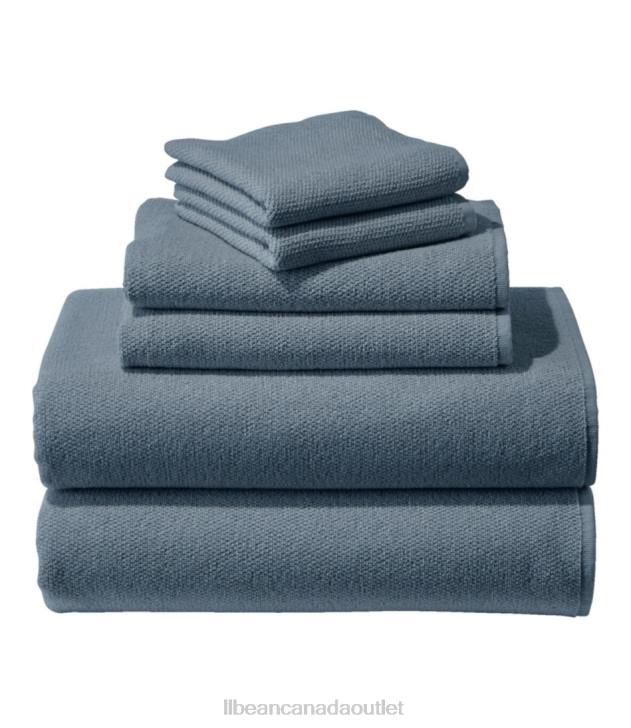 Bath Slate Blue H8XZ2586 Organic Textured Cotton Towel Set Unisex L.L.Bean