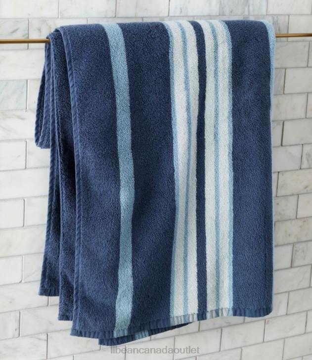 Bath Slate Blue H8XZ2662 Premium Cotton Towel Set Stripe Unisex L.L.Bean