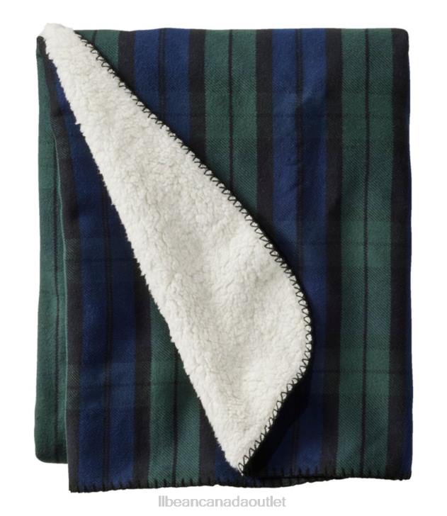 Bedding Blue Plaid H8XZ4382 Flannel Sherpa Throw Unisex L.L.Bean