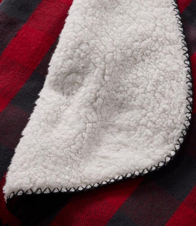 Bedding Blue Plaid H8XZ4382 Flannel Sherpa Throw Unisex L.L.Bean