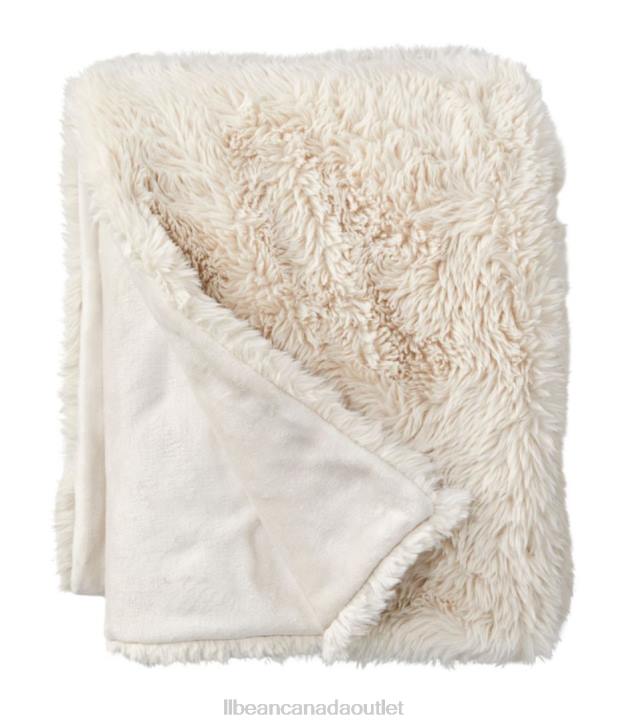 Bedding Cream H8XZ2575 Faux Fur Throw Unisex L.L.Bean