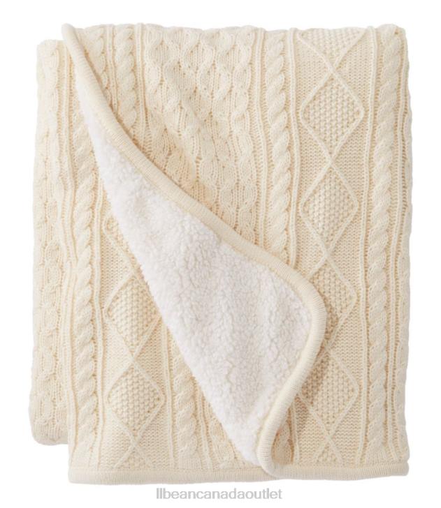 Bedding Cream H8XZ6308 Fisherman Cabled Fleece Throw Unisex L.L.Bean