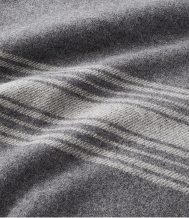 Bedding Dark Gray Heather/Cream H8XZ2564 Washable Wool Throw Striped Unisex L.L.Bean