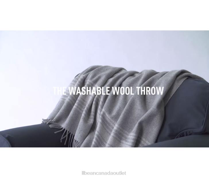 Bedding Dark Gray Heather/Cream H8XZ2564 Washable Wool Throw Striped Unisex L.L.Bean