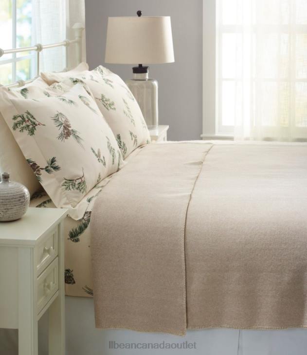 Bedding Gray/Cream H8XZ2552 Washable Wool Blanket Herringbone Unisex L.L.Bean