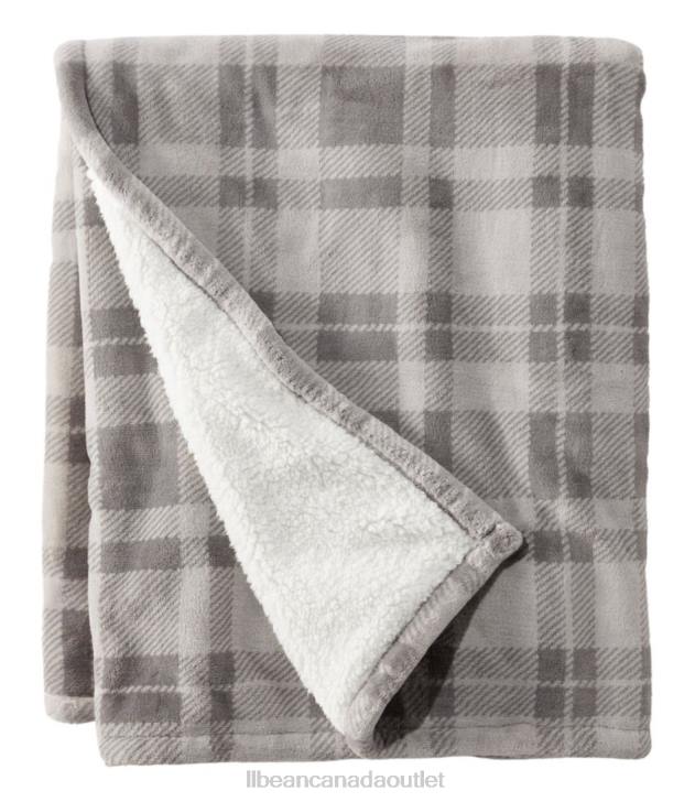 Bedding Harbor Gray H8XZ4561 Wicked Plush Sherpa Throw Plaid Unisex L.L.Bean