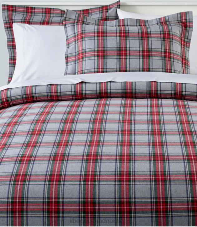 Bedding Medium Gray Plaid H8XZ6376 Heritage Chamois Flannel Comforter Cover Collection Plaid Unisex L.L.Bean