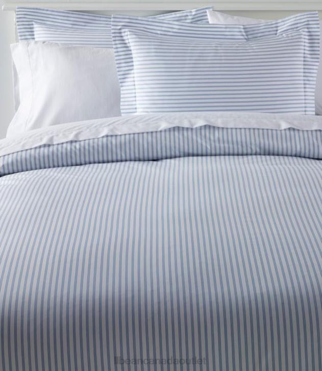 Bedding Mid-Blue H8XZ2641 Premium Egyptian Percale Comforter Cover Collection Stripe Unisex L.L.Bean