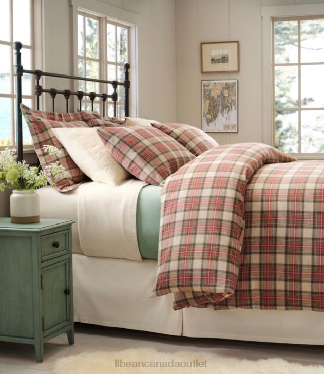 Bedding Rustic Red/Charcoal H8XZ2742 Heritage Chamois Flannel Comforter Cover Collection Plaid Unisex L.L.Bean