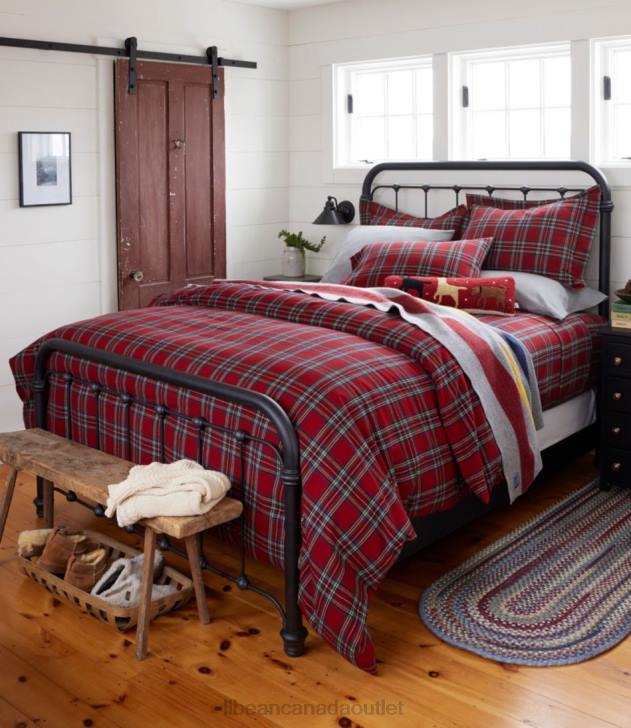Bedding Rustic Red/Charcoal H8XZ2742 Heritage Chamois Flannel Comforter Cover Collection Plaid Unisex L.L.Bean