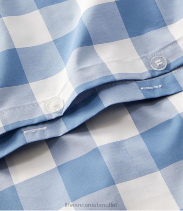 Bedding White/Mid-Blue H8XZ4502 280-Thread-Count Pima Percale Comforter Cover Collection Check Unisex L.L.Bean