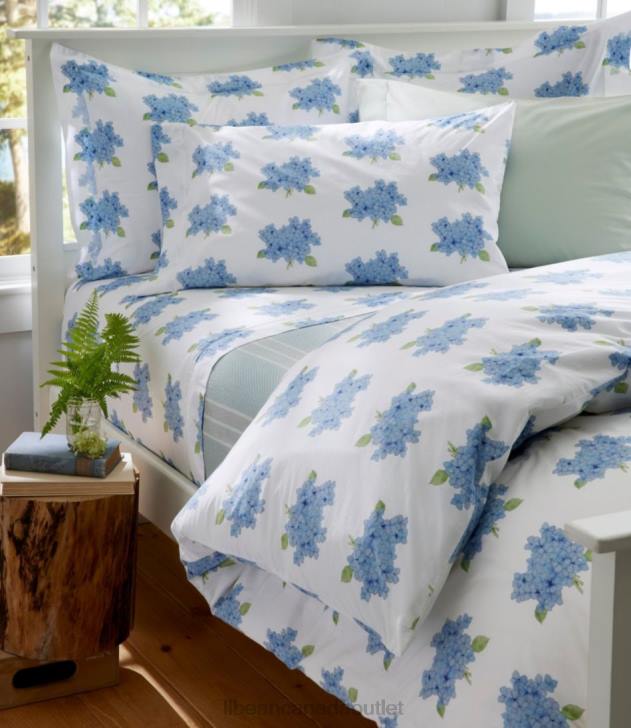 Bedding Dawn Blue H8XZ2517 Sara Fitz Hydrangea Percale Sheet Collection Unisex L.L.Bean
