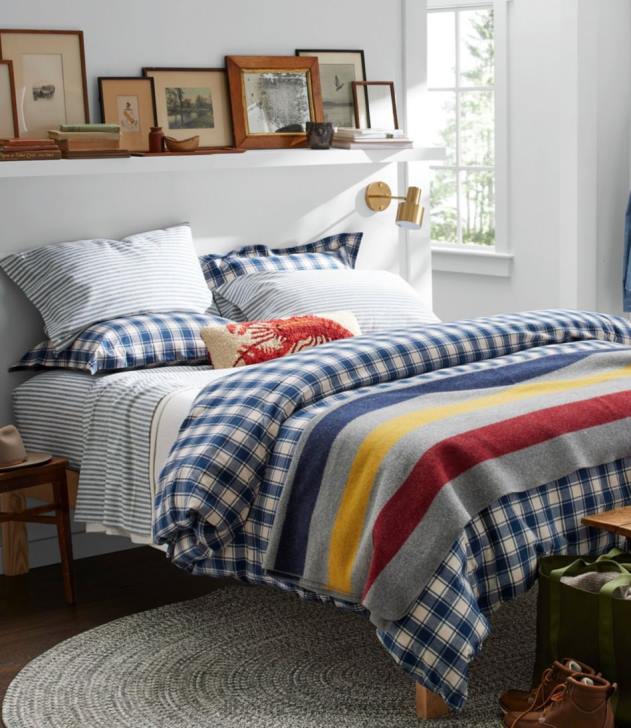 Bedding Feldspar H8XZ4444 Ultrasoft Comfort Flannel Sheet Set Stripe Unisex L.L.Bean