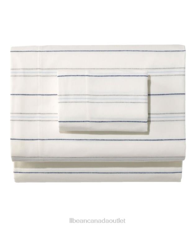Bedding Sea Salt H8XZ2774 Organic Flannel Sheet Collection Stripe Unisex L.L.Bean