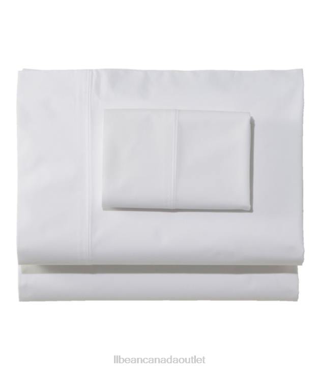 Bedding White H8XZ6329 Organic Cotton Percale Sheet Collection Unisex L.L.Bean