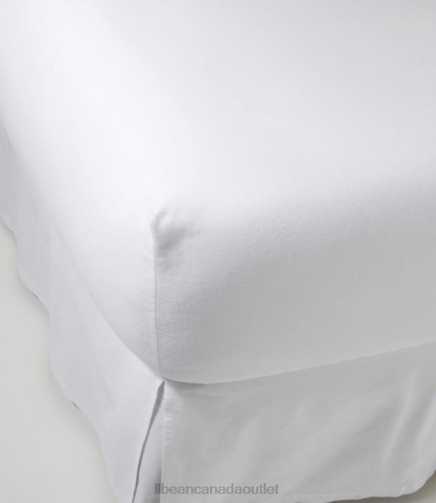 Bedding White H8XZ6812 Ultrasoft Comfort Flannel Sheet Fitted Unisex L.L.Bean
