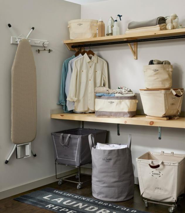 Home Decor Natural H8XZ2888 Steele Small Carry Basket With Wood Runners Unisex L.L.Bean