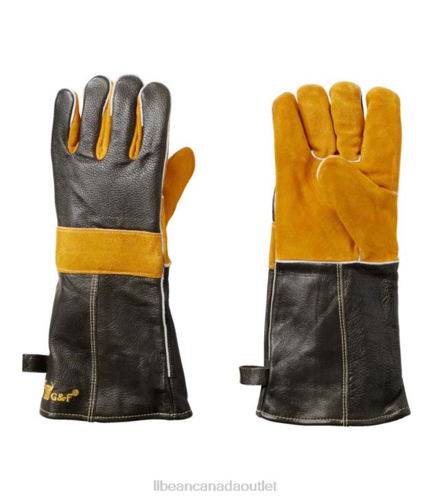 Home Decor Black/Yellow H8XZ2703 Leather Fireplace Gloves Unisex L.L.Bean