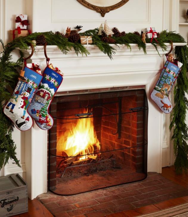 Home Decor Snowman w/Puppies H8XZ6816 Needlepoint Christmas Stocking Unisex L.L.Bean