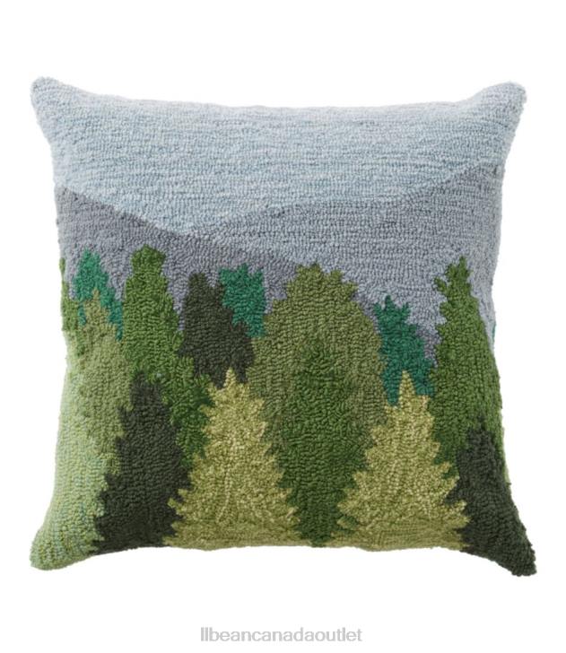 Home Decor Multi H8XZ2506 Indoor/Outdoor Hooked Pillow Mountain Scene Unisex L.L.Bean