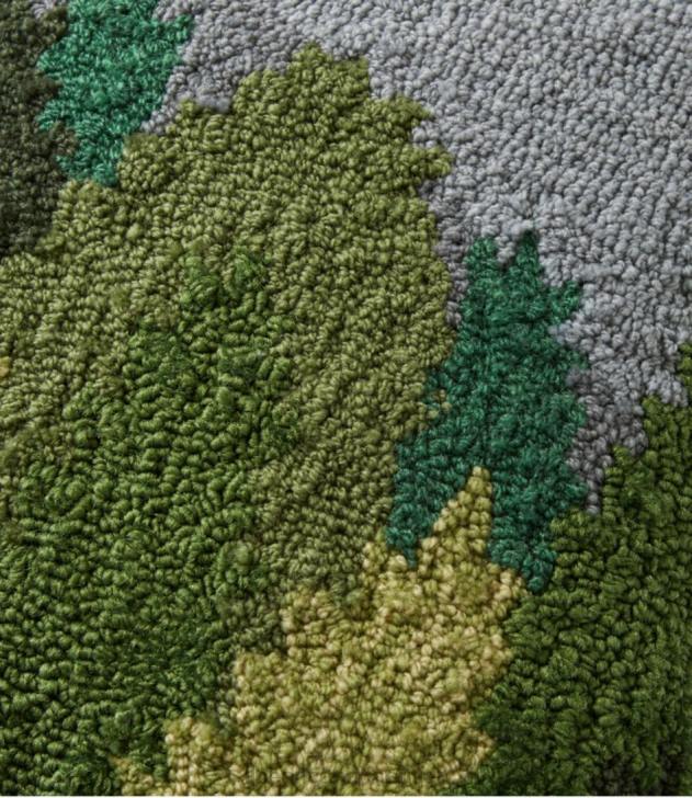 Home Decor Multi H8XZ2506 Indoor/Outdoor Hooked Pillow Mountain Scene Unisex L.L.Bean