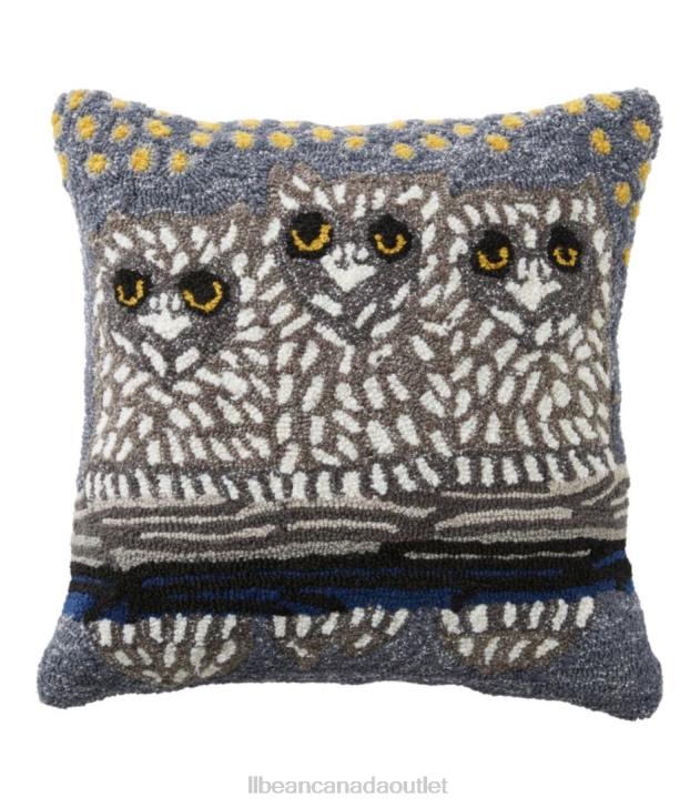 Home Decor Multi H8XZ2736 Indoor/Outdoor Hooked Pillow Owls Unisex L.L.Bean