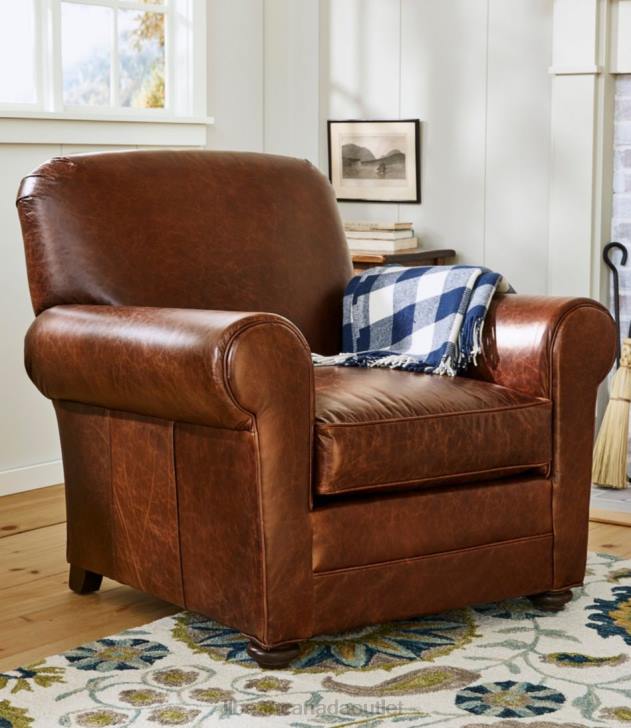 Indoor Furniture Chestnut Brown H8XZ2832 Leather Lodge Chair Unisex L.L.Bean