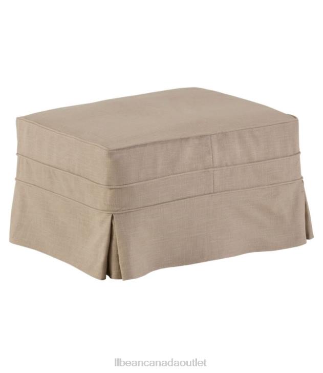 Indoor Furniture Khaki H8XZ2908 Pine Point Slipcovered Ottoman Performance Linen Unisex L.L.Bean