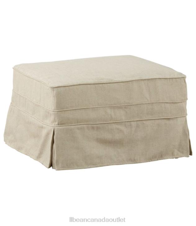 Indoor Furniture Linen Beige H8XZ2902 Pine Point Slipcovered Ottoman Unisex L.L.Bean