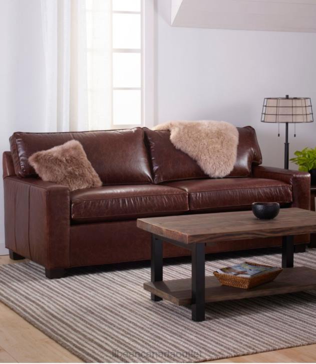 Indoor Furniture Chestnut Brown H8XZ2901 Portland Leather Sofa Unisex L.L.Bean
