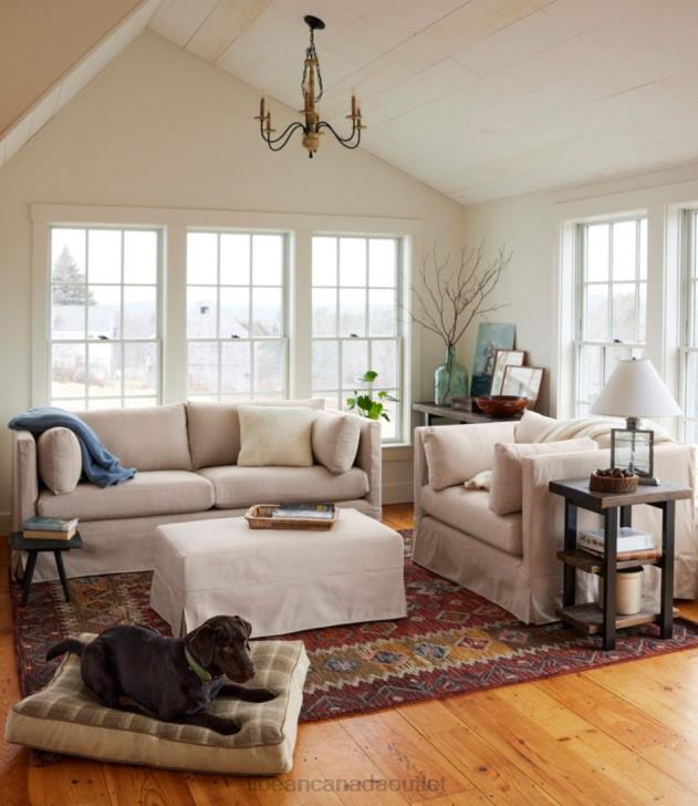 Indoor Furniture Linen Beige H8XZ2914 Harrington Slipcovered Sofa Unisex L.L.Bean