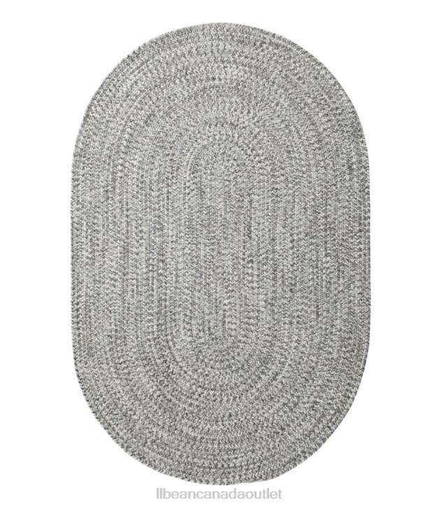 Home Goods Gray Multi H8XZ4346 All-Weather Braided Rug Concentric Pattern Oval Unisex L.L.Bean