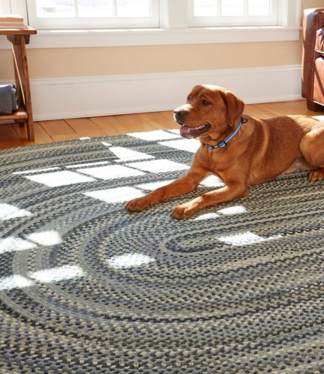 Home Goods Rose/Moss H8XZ4337 Braided Wool Rug Oval Unisex L.L.Bean