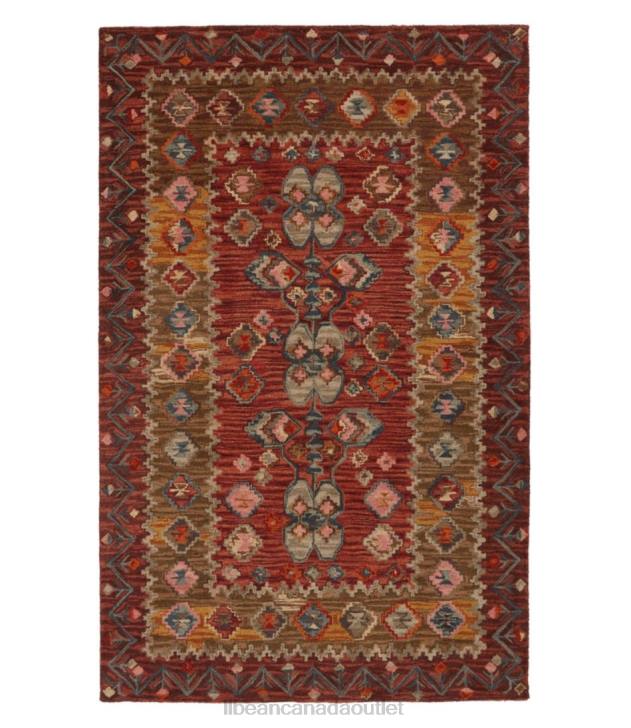 Home Goods Sienna Multi H8XZ2834 Double Border Wool Hooked Rug Unisex L.L.Bean