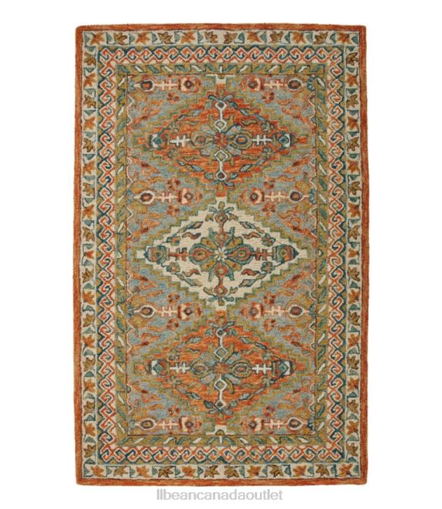 Home Goods Slate H8XZ2821 Bordered Medallion Wool Tufted Rug Unisex L.L.Bean