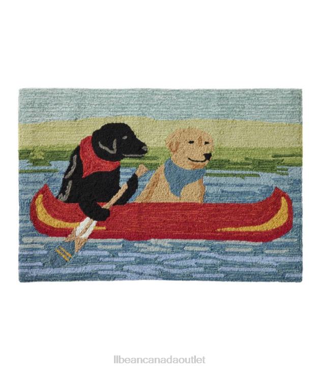 Home Goods Multi H8XZ2919 Indoor/Outdoor Vacationland Rug Dog Canoe Unisex L.L.Bean